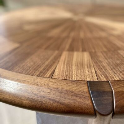 Coffee Table MCM Series, Walnut, Ebony, 15 ¾” H with
38 ¾” top circumference, 2023